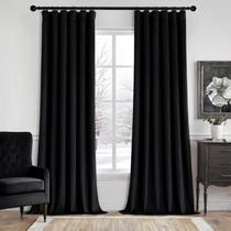 Cortinas MIULEE de veludo 244 cm pretas, conjunto com 2 painéis Cortinas MIULEE de veludo 244 cm pretas, conjunto com 2 painéis