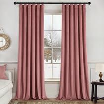 Cortinas MIULEE de veludo 274 cm rosa, conjunto com 2 painéis Cortinas MIULEE de veludo 274 cm rosa, conjunto com 2 painéis