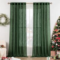 Cortinas MIULEE Emerald Green Linen 132x229 cm 2 painéis