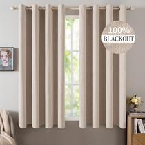 Cortinas MIULEE Linho Texturizadas 100% Blackout Thermal Bege