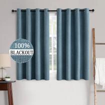 Cortinas MIULEE, textura de linho, 100% blackout, azul empoeirado, 132x137cm