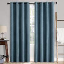 Cortinas MIULEE, textura de linho, 100% blackout, azul empoeirado, 132x183cm