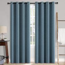 Cortinas MIULEE, textura de linho, 100% blackout, azul empoeirado, 132x244cm
