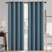 Cortinas MIULEE, textura de linho, 100% blackout, azul empoeirado, 132x275cm