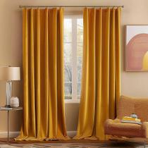 Cortinas MIULEE Velvet 213x213cm 2 painéis amarelo mostarda