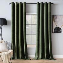 Cortinas MIULEE Velvet Olive Green 132x213cm 2 painéis