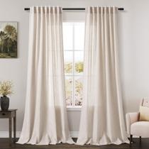 Cortinas Nanspring, bege, linho, 213 cm de comprimento, sala de estar, 2 painéis Cortinas Nanspring, bege, linho, 213 cm de comprimento, sala de estar, 2 painéis