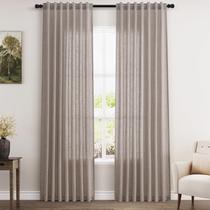 Cortinas Nanspring Linen com 213 cm de comprimento, cinza acastanhado, 2 painéis Cortinas Nanspring Linen com 213 cm de comprimento, cinza acastanhado, 2 painéis
