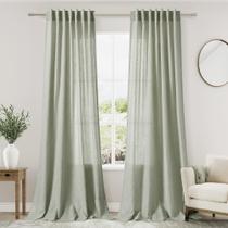 Cortinas Nanspring, verde sálvia, linho, algodão, 214 cm de comprimento, 2 painéis Cortinas Nanspring, verde sálvia, linho, algodão, 214 cm de comprimento, 2 painéis