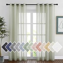 Cortinas NICETOWN Linen Sheer Sage Green 213x213cm Quarto