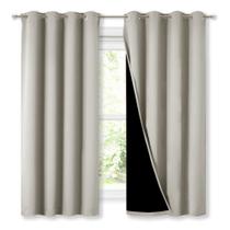 Cortinas NICETOWN Natural 100% revestidas com escurecimento 132x160cm 2 painéis