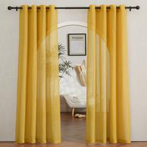 Cortinas NICETOWN, semi transparente, linho, textura de linho, 132x213cm, citrino