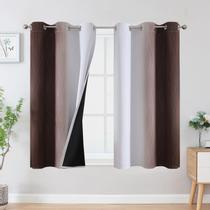 Cortinas opacas Ombre Estelar Textiler marrons e brancas acinzentadas, 54 polegadas de comprimento, 2 painéis, cortinas gradientes de escurecimento de ambiente inteiro para cozinha, cortinas curtas com isolamento térmico para quarto, 42 L x 54 L