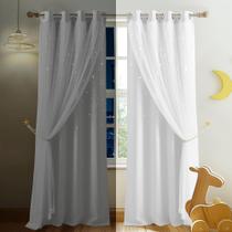 Cortinas para Janela NICETOWN Estrelas e Lua - 213x132cm - Brancas