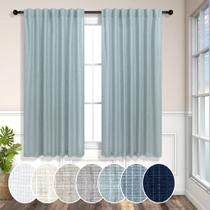 Cortinas Pitalk Semi Sheer Linen Blend 132x137 cm Azul Verde