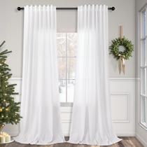 Cortinas Pitalk White Linen com 229 cm de comprimento para sala de estar com 2 painéis