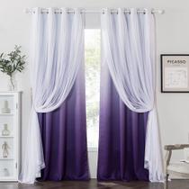 Cortinas PONY DANCE Purple Ombre Blackout com branco transparente