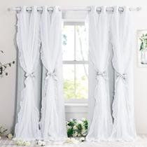 Cortinas PONY DANCE Shabby Chic de camada dupla 52x213cm 2 peças