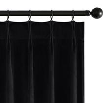 Cortinas pregas MIULEE Black Velvet Pinch, 240 cm, 2 painéis