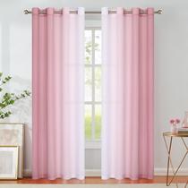 Cortinas Purainbow Chiffon Sheer Ombre Gradient Pink 132x160cm