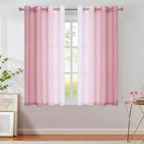Cortinas Purainbow Ombre Sheer Pink 137 cm de comprimento para quarto