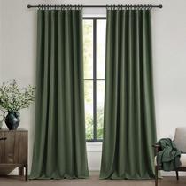 Cortinas QJmyDeco Olive Green Blackout 100% linho 250x240cm 2P