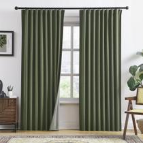 Cortinas RAIN CITY, verde oliva, linho, blackout, 214 cm, 2 unidades