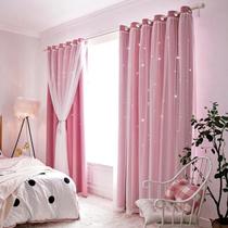 Cortinas Românticas Transparentes De Camada Dupla Para Meninas Com Estrelas Vazadas Para Janelas De