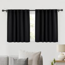 Cortinas RYB HOME Blackout com isolamento térmico pretas curtas 42x36cm Cortinas RYB HOME Blackout com isolamento térmico pretas curtas 42x36cm