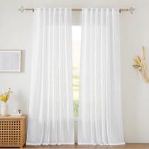 Cortinas RYB HOME com textura de linho branco transparente 132x241cm - Conjunto de 2