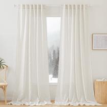Cortinas RYB HOME Linen Look Sheer 120 polegadas de comprimento, 2 painéis - Linho Cortinas RYB HOME Linen Look Sheer 120 polegadas de comprimento, 2 painéis - Linho