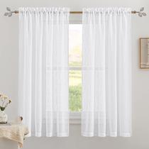 Cortinas RYB HOME Linen Sheer 72x183cm brancas para sala de estar