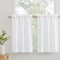 Cortinas RYB HOME Linen Sheer de 24 cm de comprimento para janelas pequenas