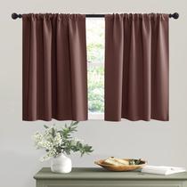 Cortinas RYB HOME Rod Pocket Blackout 107x137 cm Marrons 2 painéis