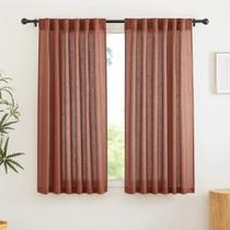 Cortinas RYB HOME Semitransparentes em Mistura de Linho - 160x160cm Terracota