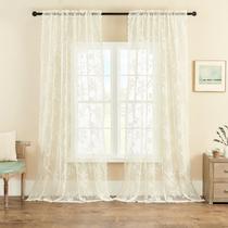 Cortinas SEEKRIGHT Ivory Lace Sheer 244 cm de comprimento, 2 painéis Cortinas SEEKRIGHT Ivory Lace Sheer 244 cm de comprimento, 2 painéis