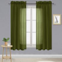 Cortinas Sheer DWCN Verde Oliva 107x160cm - Para Quarto e Sala