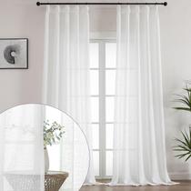 Cortinas Sheer Ftinala 229cm - Linho Branco Plissado (2 Unidades)