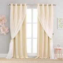 Cortinas SOFJAGETQ 132x137 cm Bege de Dupla Camada 2 peças Cortinas SOFJAGETQ 132x137 cm Bege de Dupla Camada 2 peças