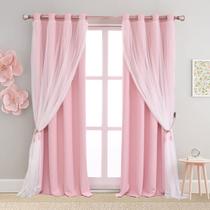 Cortinas SOFJAGETQ 132x229 cm Rosa Dupla Camada Blackout Cortinas SOFJAGETQ 132x229 cm Rosa Dupla Camada Blackout