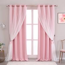 Cortinas SOFJAGETQ Blackout de camada dupla 132x274 cm rosa Cortinas SOFJAGETQ Blackout de camada dupla 132x274 cm rosa