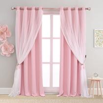 Cortinas SOFJAGETQ Pink Blackout 213 cm de comprimento x 132 cm de largura