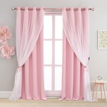 Cortinas SOFJAGETQ Short Pink 160 cm de comprimento Blackout com voile 2P Cortinas SOFJAGETQ Short Pink 160 cm de comprimento Blackout com voile 2P