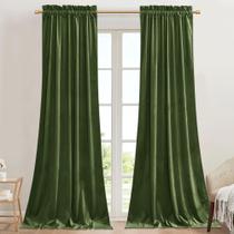 Cortinas StangH de Terciopelo Verde Musgo Opacas 2 Paneles 42x213 cm