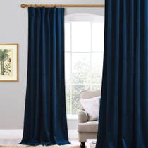 Cortinas StangH de veludo azul marinho com 244 cm de comprimento para sala de estar