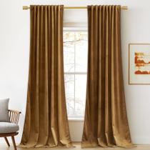 Cortinas StangH Velvet Retro Gold Brown 275x274cm 2 painéis