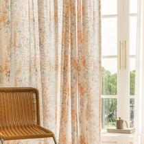 Cortinas SUOUO Burnt Orange Floral Semi Sheer 135x213cm 2 painéis