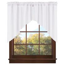 Cortinas Swag Valea Home Rustic Burlap Look White 36 cm 2 painéis