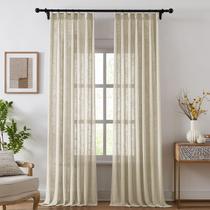 Cortinas Swandream de linho com pregas tipo pinch pleat, 229 cm, filtragem suave de luz