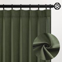 Cortinas Topfinel, verde oliva, linho, semi transparentes, 240 cm, 2 painéis